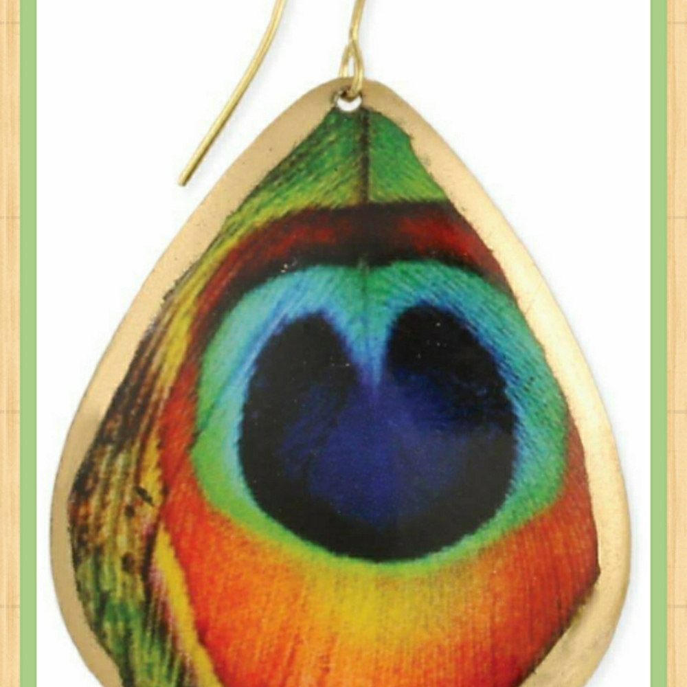 Strut Your Stuff Peacock Feather Print Earrings